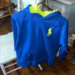 Polo Ralph Lauren Royal Blue Hoodie with Neon Yellow Lining